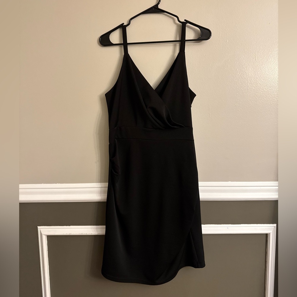 Women’s Curlbiuty Black Ruched Wrapped Bodycon Mini Dress